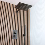 Unterputz-Thermostat für zwei Verbraucher mit Umsteller, 300mm Duschkopf & Handbrause mit Halterung| Schwarz – Preto