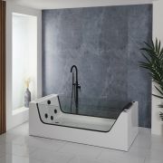 Whirlpool-Badewanne 1800mm x 800mm mit einer Rückenschräge Schwarz - Breeze