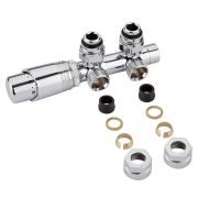 Mittelanschlussgarnitur Eck-Ausführung Thermostatisch Chrom inkl. Multiadapter für 15mm Kupferrohre im Set