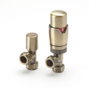Heizkörper-Winkelventilset, Thermostatisch – Gebürstetes Gold