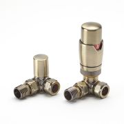 Heizkörper-Eckventilset, Thermostatisch – Gebürstetes Gold