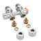 Hahnblock-Thermostatventil, Durchgang, Mittelanschluss, Eurokonus Adapter für 14mm Kunststoff-Mehrschichtverbunrohr, Chrom