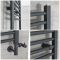 Handtuchheizkörper Mischbetrieb flach - 1600mm x 600mm - inkl. 800W Heizelement, T-Stück und Ventile - Anthrazit - Artle