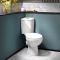 Stand-WC (Eckausführung) mit aufgesetztem Spülkasten & Spülknopf in Chrom inkl. Sitz mit Absenkautomatik – Weiß - Belstone