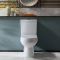 Stand-WC mit aufgesetztem Spülkasten | Abgang senkrecht - Spülknopf (Farbe wählbar) | inkl. Sitz mit Absenkautomatik - Covelly