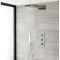 Duschsystem mit Thermostat und Umsteller– mit schmalem Wasserfall-Duschkopf und Handbrauseset - Chrom – Kubix