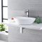 Aufsatzwaschbecken, dreieckig, 590mm x 390mm - mit hohem Wasserfall-Einhebelmischer - Select