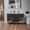 Milano Bexley - Modern 1200mm Wall Hung Open Shelf Vanity Unit with Double Basin- Choice of Finish and LED