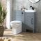 Waschtischunterschrank 400mm & WC-Einheit Hellgrau mit Richmond-Stand-WC | Farbe und Design der Griffe wählbar - Warwick