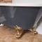 Freistehende Eck-Badewanne, Steingrau, 1685mm x 750mm – Links- oder Rechtsbündig – Füße in gebürstetem Gold – Elton