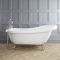 Freistehende Badewanne mit einer erhöhten Rückenschräge, 1710mm x 740mm | Weiß, Farbe der Füße wählbar – Oxford