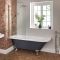 Freistehende Eck-Badewanne mit Aufsatz, Steingrau, 1685mm x 750mm – Links- oder Rechtsbündig – Füße in Chrom – Elton