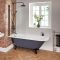 Freistehende Eck-Badewanne mit Aufsatz, 1685mm x 750mm Rechts- oder Linksbündig | Steingrau - Farbe der Füße wählbar - Oxford