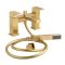 2-Loch Wannenrandmischer mit Handbrause und Halterung | satiniertes Gold - Lyra