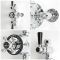 Duschsäule mit Aufputz-Thermostat - inkl. 194mm rundem Duschkopf und Handbrauseset - Chrom/Schwarz - Elizabeth