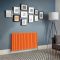 Design Heizkörper, H 635mm, horizontal - Breite wählbar - Orange - Delta