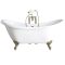 Freistehende Badewanne mit erhöhten Rückenschrägen, 1750mm x 730mm, Mittelablauf - Füße in gebürstetem Gold - Oxford