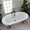 Freistehende Badewanne mit Mittelablauf, 1780mm x 825mm | Metallicfarbe und Farbe der Füße wählbar – Oxford