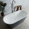 Freistehende Badewanne mit zwei Rückenschrägen, 1695mm x 750mm, Mittelablauf - Steingrau - Witton