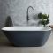 Freistehende Badewanne (oval) mit Rückenschräge, 1670mm x 730mm - Steingrau - Witton