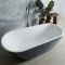 Freistehende Badewanne (oval) mit Rückenschräge, 1670mm x 730mm - Steingrau - Witton