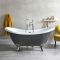 Freistehende Badewanne mit zwei erhöhten Rückenschrägen, 1750mm x 730mm | Steingrau, Farbe der Füße wählbar – Elton