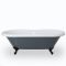 Freistehende Badewanne mit zwei Rückenschrägen, Steingrau, 1795mm x 785mm, Mittelablauf - Füße in Schwarz - Elton