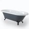 Freistehende Badewanne mit zwei Rückenschrägen, Steingrau, 1795mm x 785mm, Mittelablauf - Füße in Schwarz - Elton