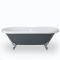 Freistehende Badewanne mit zwei Rückenschrägen, Steingrau, 1795mm x 785mm, Mittelablauf - Füße in Chrom - Elton