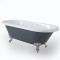 Freistehende Badewanne mit zwei Rückenschrägen, Steingrau, 1795mm x 785mm, Mittelablauf - Füße in Chrom - Elton