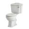 Weiße Stand Toilette mit aufgesetztem Spülkasten und Holzsitz - Regent