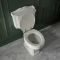 Weiße Stand Toilette mit aufgesetztem Spülkasten und Holzsitz - Regent