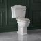 Weiße Stand Toilette mit aufgesetztem Spülkasten und Holzsitz - Regent