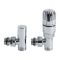 Heizkörper-Winkelventile, Paar, thermostatisch, mit Eurokonus Adapter für 14mm Kupferrohr, Chrom