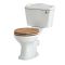 Weiße Stand Toilette mit aufgesetztem Spülkasten und Holzsitz - Ryther