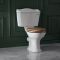 Weiße Stand Toilette mit aufgesetztem Spülkasten und Holzsitz - Ryther