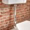 Retro Stand-WC mit erhötem Spülkasten und Sitz in Holz-Optik - Weiß - Richmond