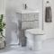 2-in-1-Waschbecken- und WC-Element 500mm x 890mm mit Exton-WC inkl. Spülknopf in Chrom | Steingrau - Cluo
