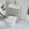 2-in-1-Waschbecken- und WC-Element 500mm x 890mm mit Exton-WC inkl. Spülknopf in Chrom | Steingrau - Cluo
