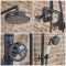 Steampunk Duschsäule mit rundem Duschkopf & Handbrause – Schwarz – Zandra