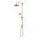 Retro Duschsäule mit Dual Aufputz-Thermostat - inkl. Handbrauseset und 194mm rundem Duschkopf - satiniertes Gold – Elizabeth