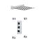 Eckiges Dusch-Thermostat mit 300x300mm Duschkopf und Massagedüsen, Chrom - Kubix