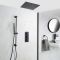 Unterputz-Duschsystem mit Thermostat - mit 400mm x 400mm Unterputz-Duschkopf und Brausestangenset - Schwarz - Nox