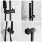 Unterputz-Duschsystem mit Thermostat - mit rundem 300mm Wand-Duschkopf und Brausestangenset - Schwarz - Nox