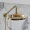 Duschsäule mit Aufputz-Thermostat - inkl. 194mm rundem Duschkopf, Handbrauseset und Wand-Wanneneinlauf – satiniertes Gold – Elizabeth