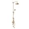Duschsäule mit Aufputz-Thermostat - inkl. 194mm rundem Duschkopf, Handbrauseset und Wand-Wanneneinlauf – satiniertes Gold – Elizabeth