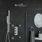 Eckiges Dusch-Thermostat mit Umsteller, 300mm Duschkopf, Brausestangenset und Massagedüsen, Chrom - Kubix