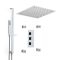 Eckiges Dusch-Thermostat mit Umsteller, 400x400mm Decken-Duschkopf, Brausestangenset und Massagedüsen, Chrom - Kubix