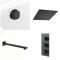 Duschsystem mit Unterputz-Thermostat - inkl. 300mm x 300mm Duschkopf, Handbrauseset und Überlauf-Wanneneinlauf - Schwarz - Preto