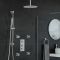 Rundes Dusch-Thermostat mit Umleiter, 300mm Decken-Duschkopf, Massagedüsen und Brausestangenset, Chrom - Como
